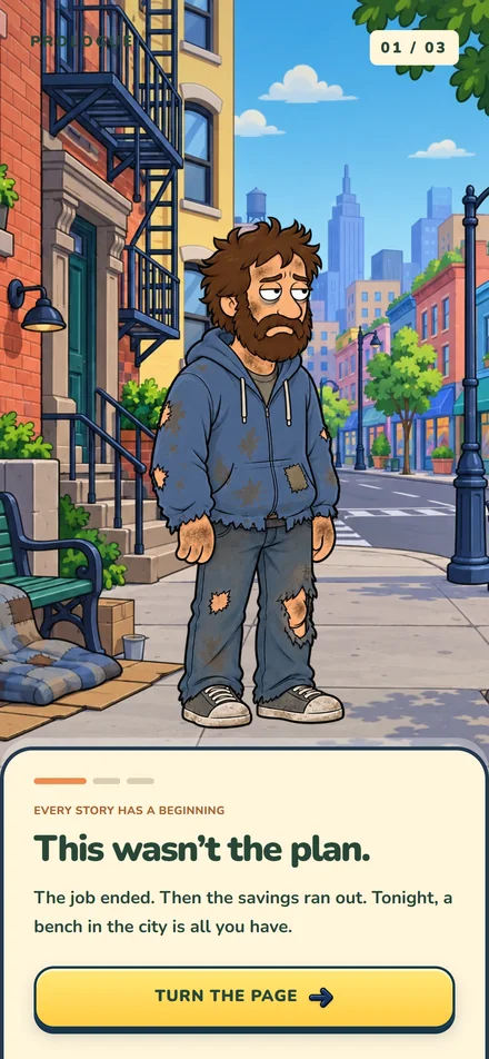 Alex at the beginning — English pre-release gameplay from Homeless to Millionaire