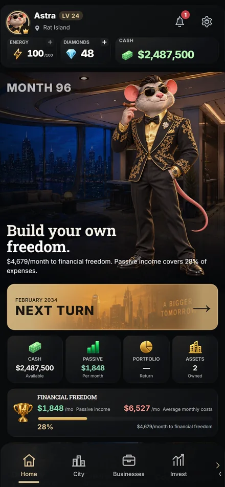 A new look and a luxury home — English pre-release gameplay from Cashflow Rats