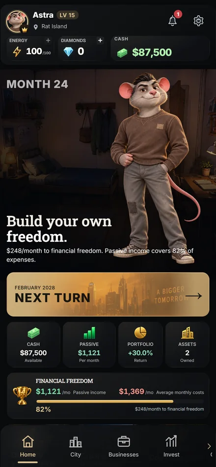 Your first big plans — English pre-release gameplay from Cashflow Rats
